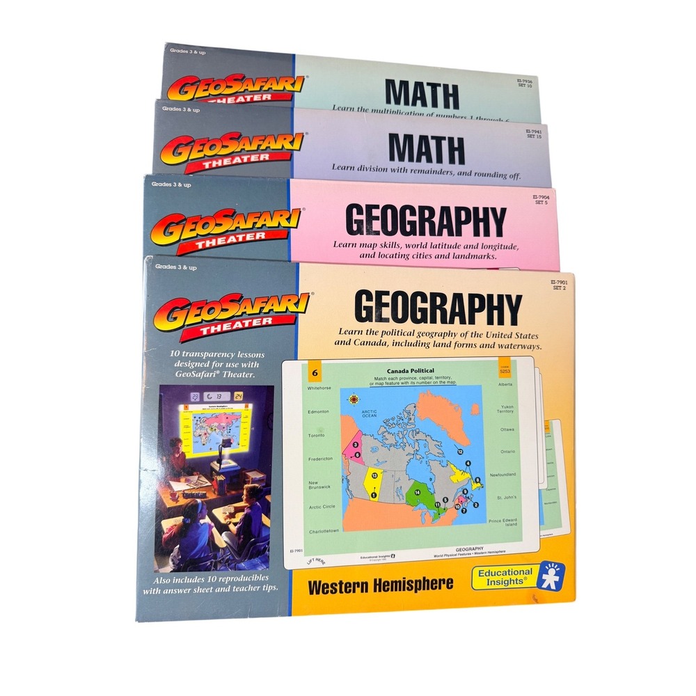GeoSafari Theater Educational Set of 4 Math Sealed‎ Geography Lessons